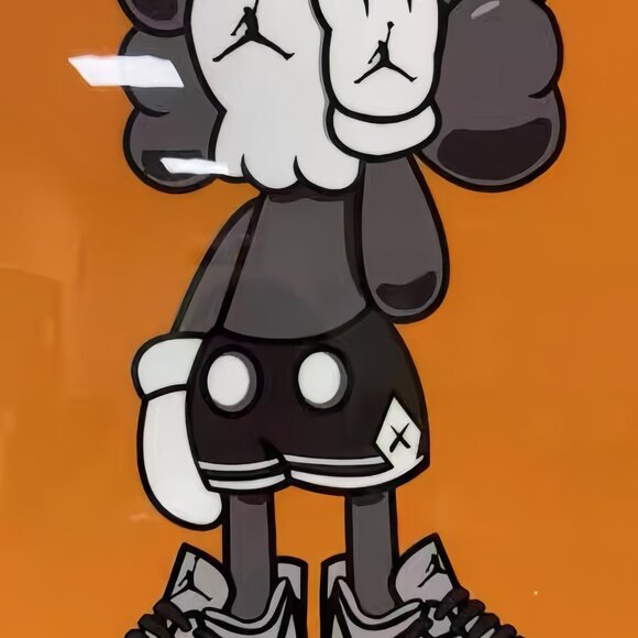 Modern KAWS Clock, KAWS Companion Orange Wall Clock Artsy Wall Clock Decoration - Picture 5 of 13